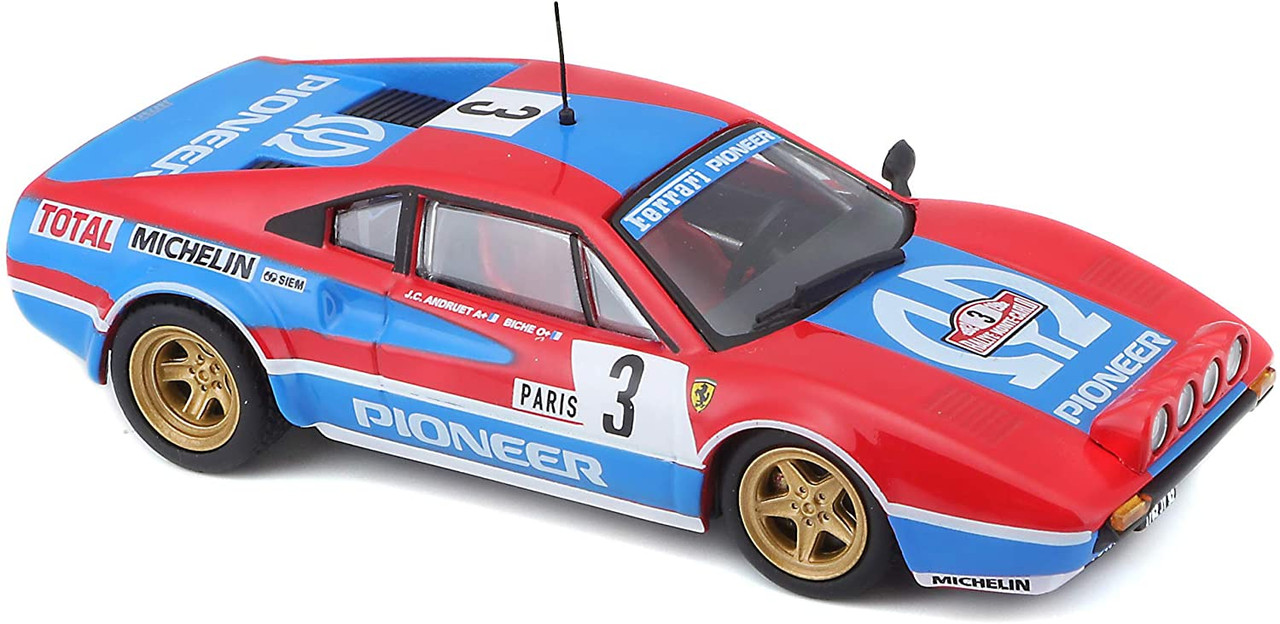 1/43 Ferrari Racing - 308 GTB 1982 #3 - Red/Blue Diecast Car Model by Bburago