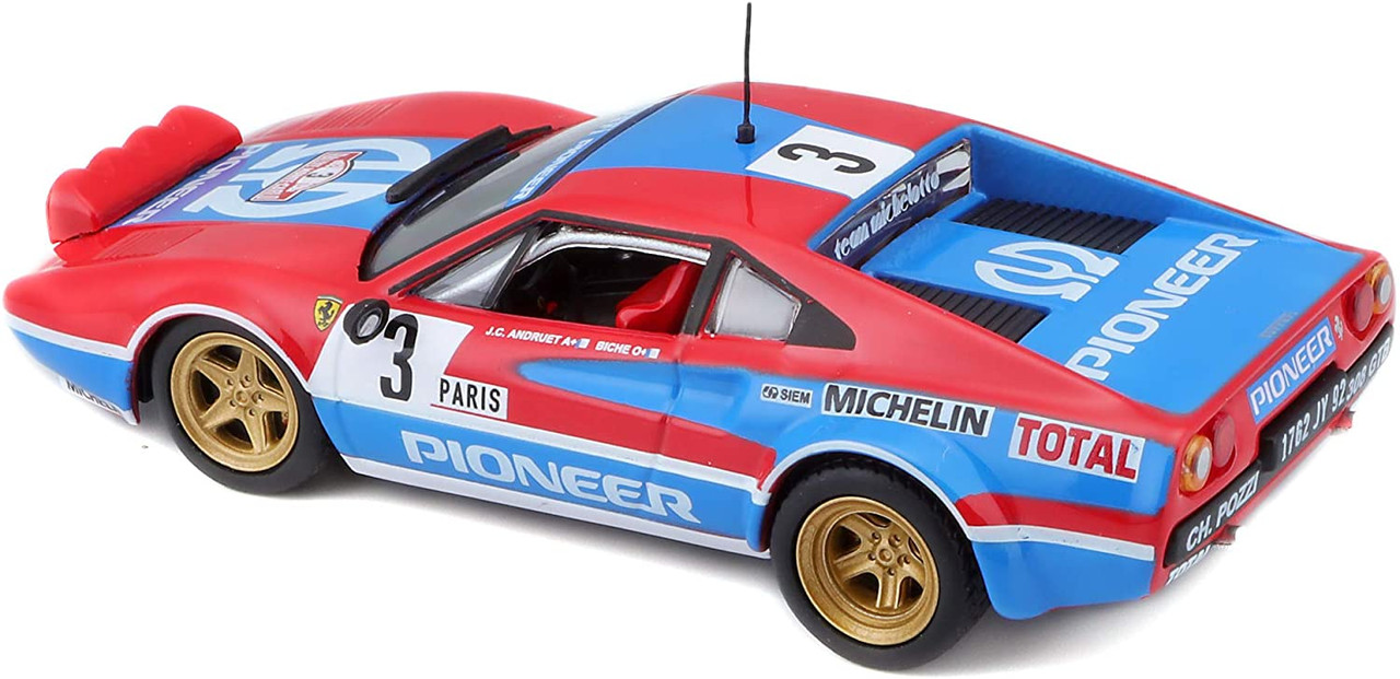 1/43 Ferrari Racing - 308 GTB 1982 #3 - Red/Blue Diecast Car Model by Bburago