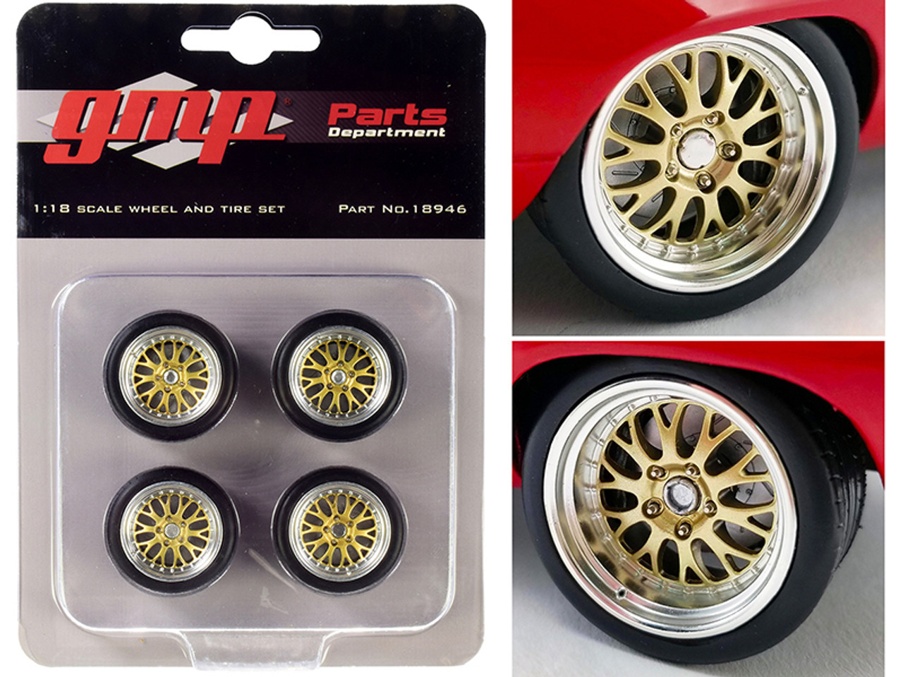 Big Red Pro Touring Wheels and Tires Set of 4 pieces from "1969 Chevrolet Camaro Big Red Camaro" 1/18 Scale by GMP