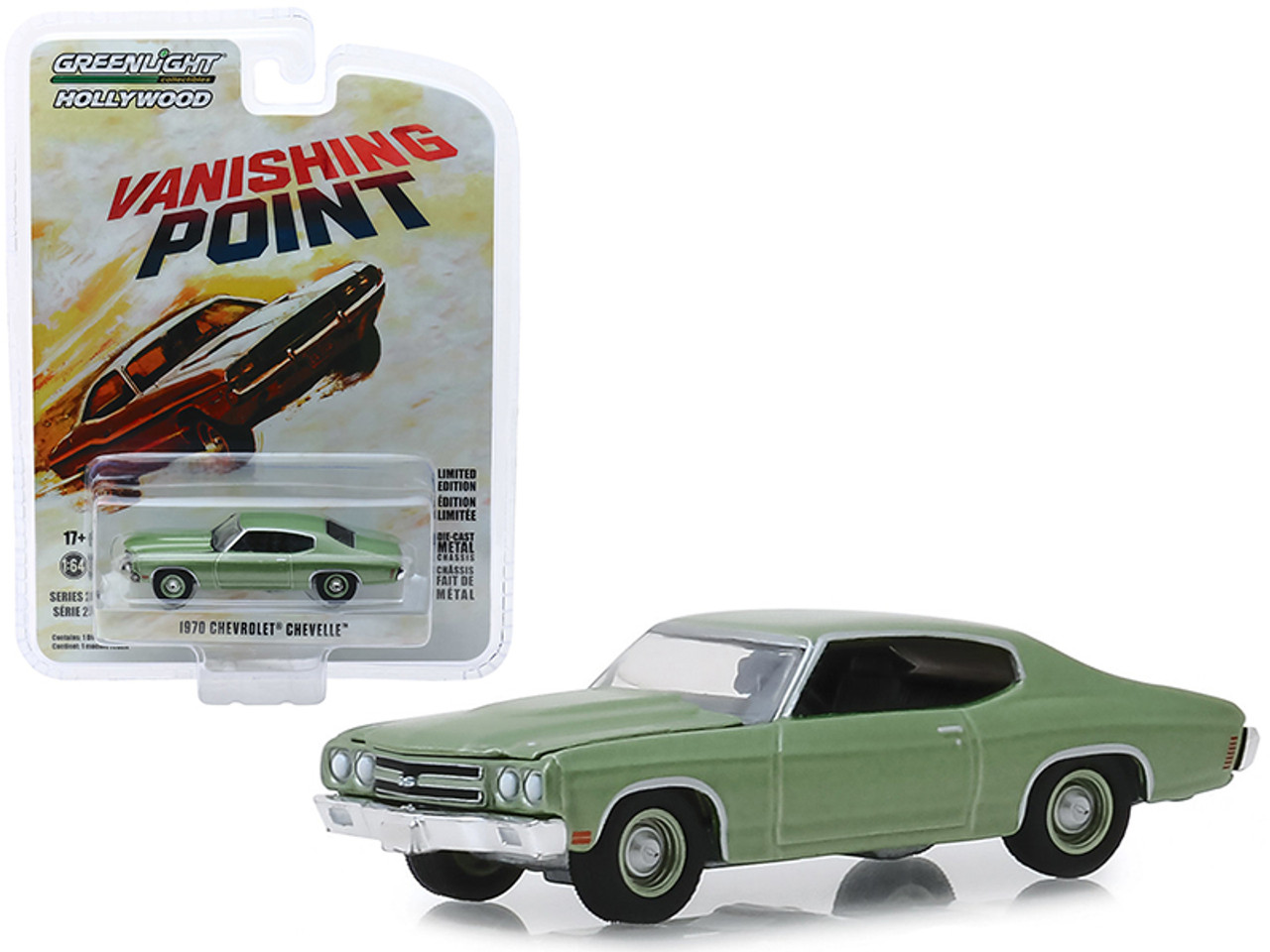 1970 Chevrolet Chevelle Green "Vanishing Point" (1971) Movie "Hollywood Series" Release 25 1/64 Diecast Model Car by Greenlight