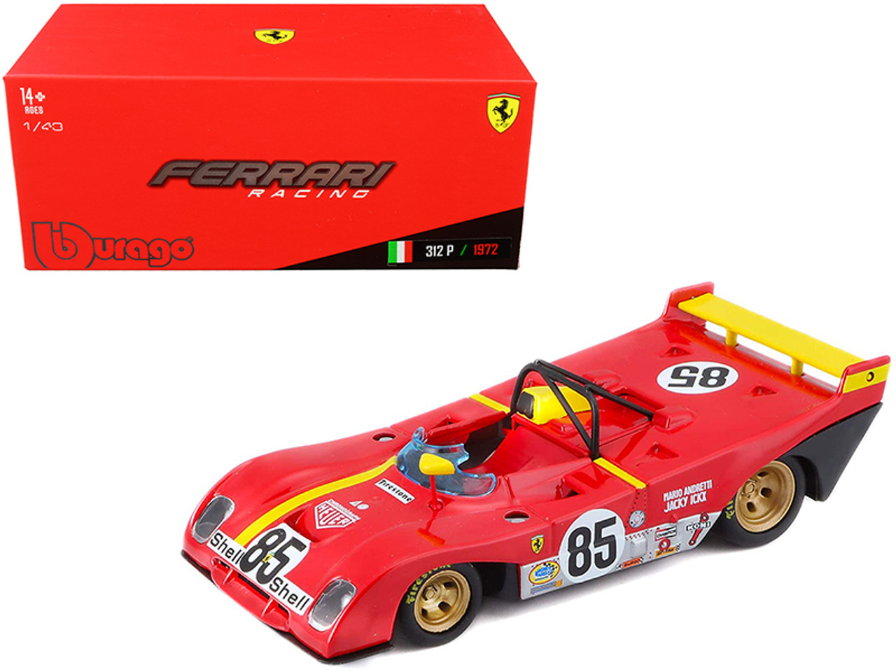 Ferrari 312P #85 Jacky Ickx - Mario Andretti 6 Hours of Watkins Glen (1972) 1/43 Diecast Model Car by Bburago