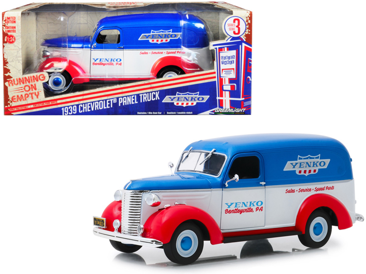 1939 Chevrolet Panel Truck "Yenko Sales and Service" "Running on Empty" Series 3 1/24 Diecast Model Car by Greenlight