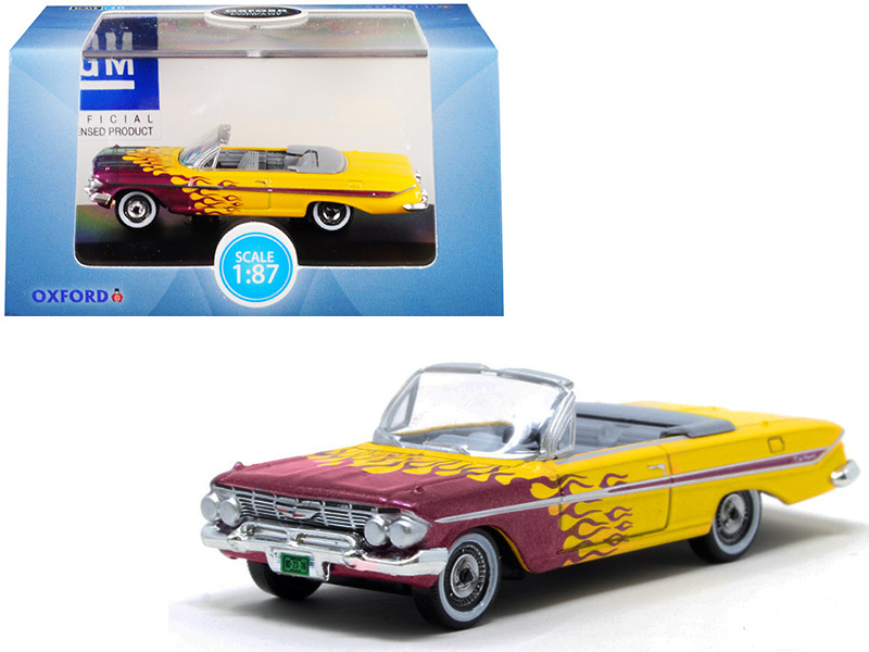 1961 Chevrolet Impala Convertible Yellow with Purple Flames 