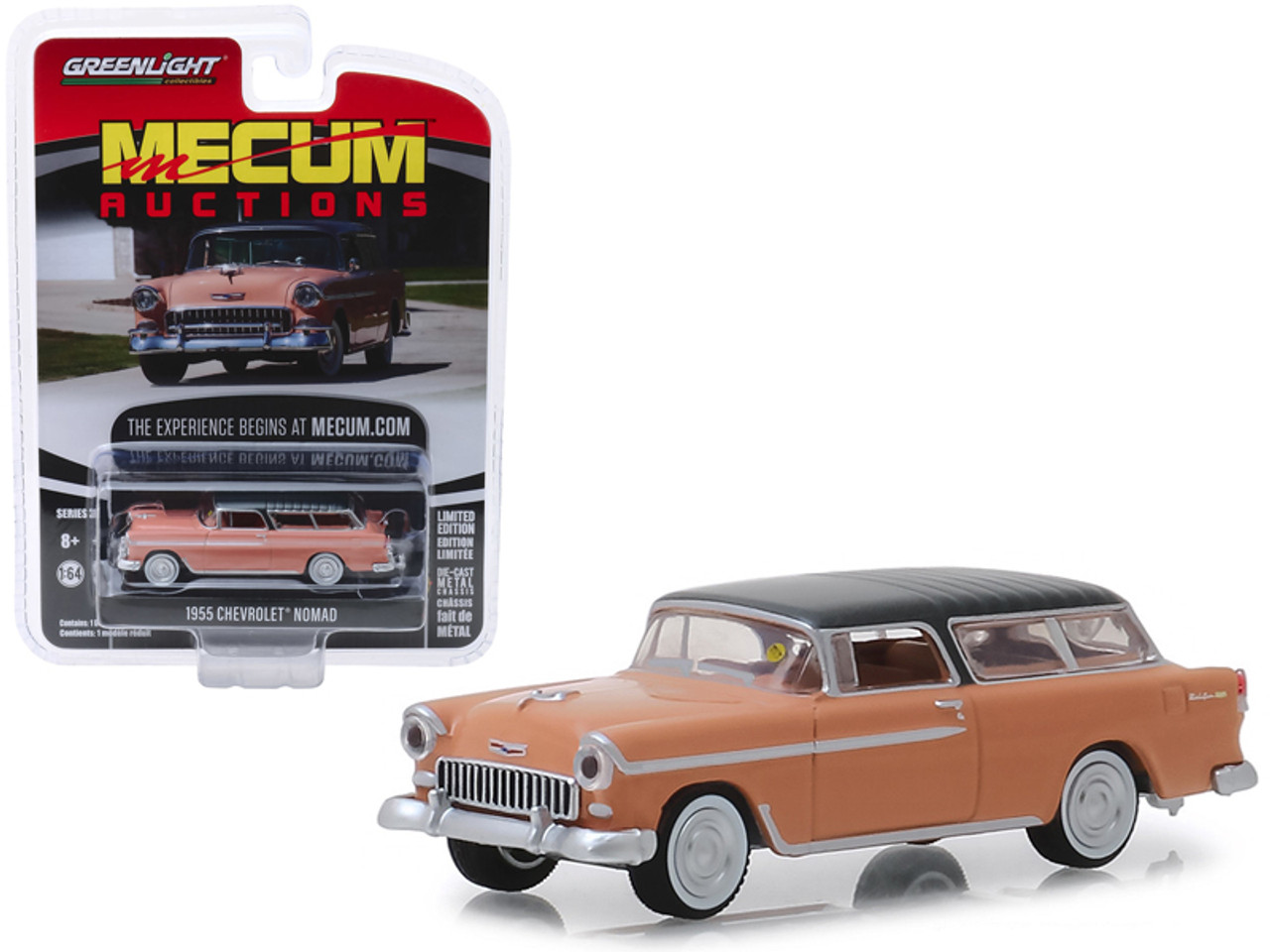 1955 Chevrolet Nomad Coral with Shadow Gray Top (Las Vegas 2018) "Mecum Auctions Collector Cars" Series 3 1/64 Diecast Model Car by Greenlight