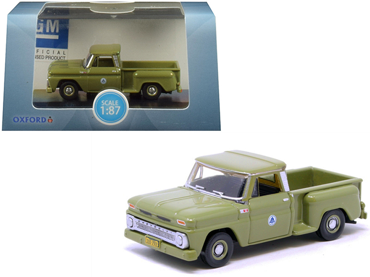 1965 Chevrolet C10 Stepside "Bell System" Pickup Truck Green 1/87 (HO) Scale Diecast Model Car by Oxford Diecast
