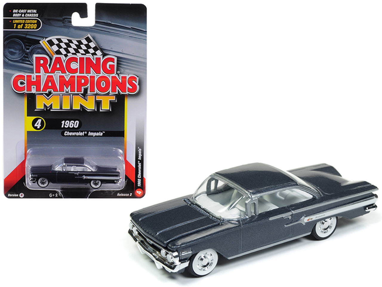 1960 Chevrolet Impala Shadow Gray Metallic Limited Edition to 3,200 pieces Worldwide 1/64 Diecast Model Car by Racing Champions