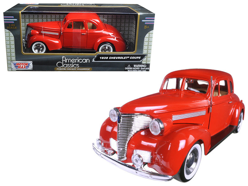 1939 Chevrolet Coupe Red 1/24 Diecast Model Car by Motormax