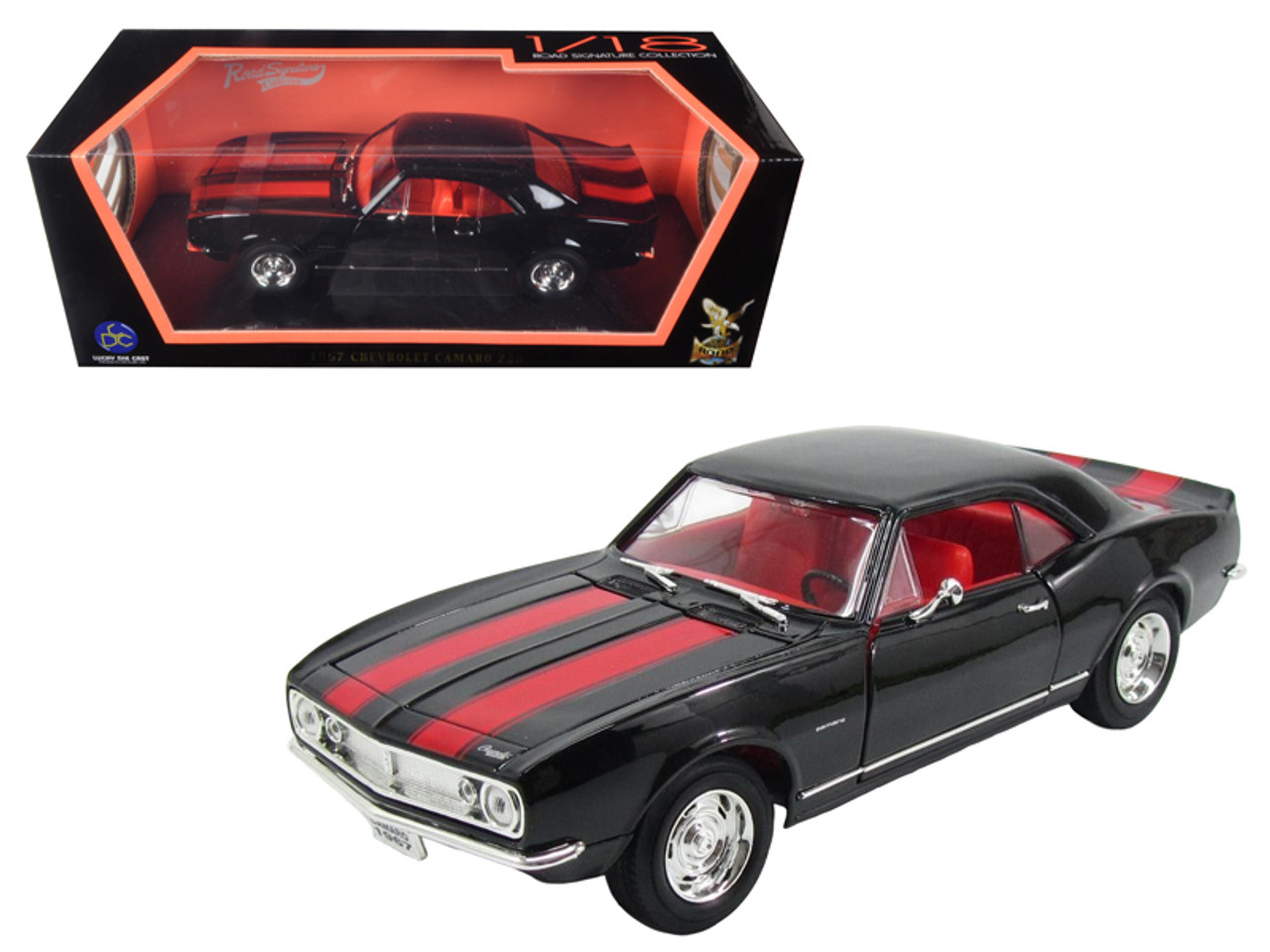 1967 Chevrolet Camaro Z/28 Black with Red Stripes 1/18 Diecast Model Car by Road Signature