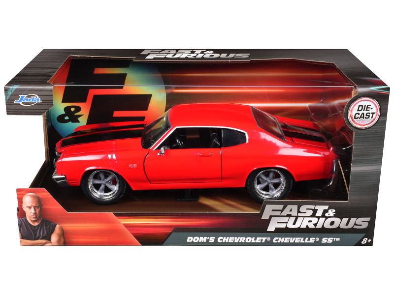 1/24 Jada Dom's Chevrolet Chevelle SS Red with Black Stripes "Fast & Furious" Movie Diecast Model Car