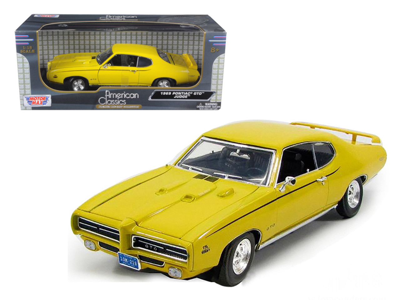 1/18 Motormax 1969 Pontiac GTO Judge (Yellow) Diecast Car Model