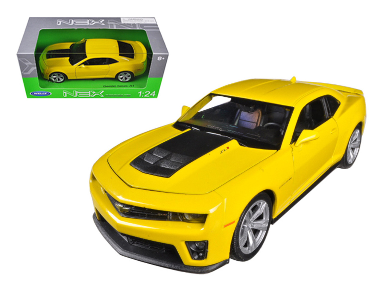 CHEVROLET CAMARO ZL1 V8 COUPE 2012 YELLOW WELLY 1/24 SCALE CAR DIECAST MODEL
