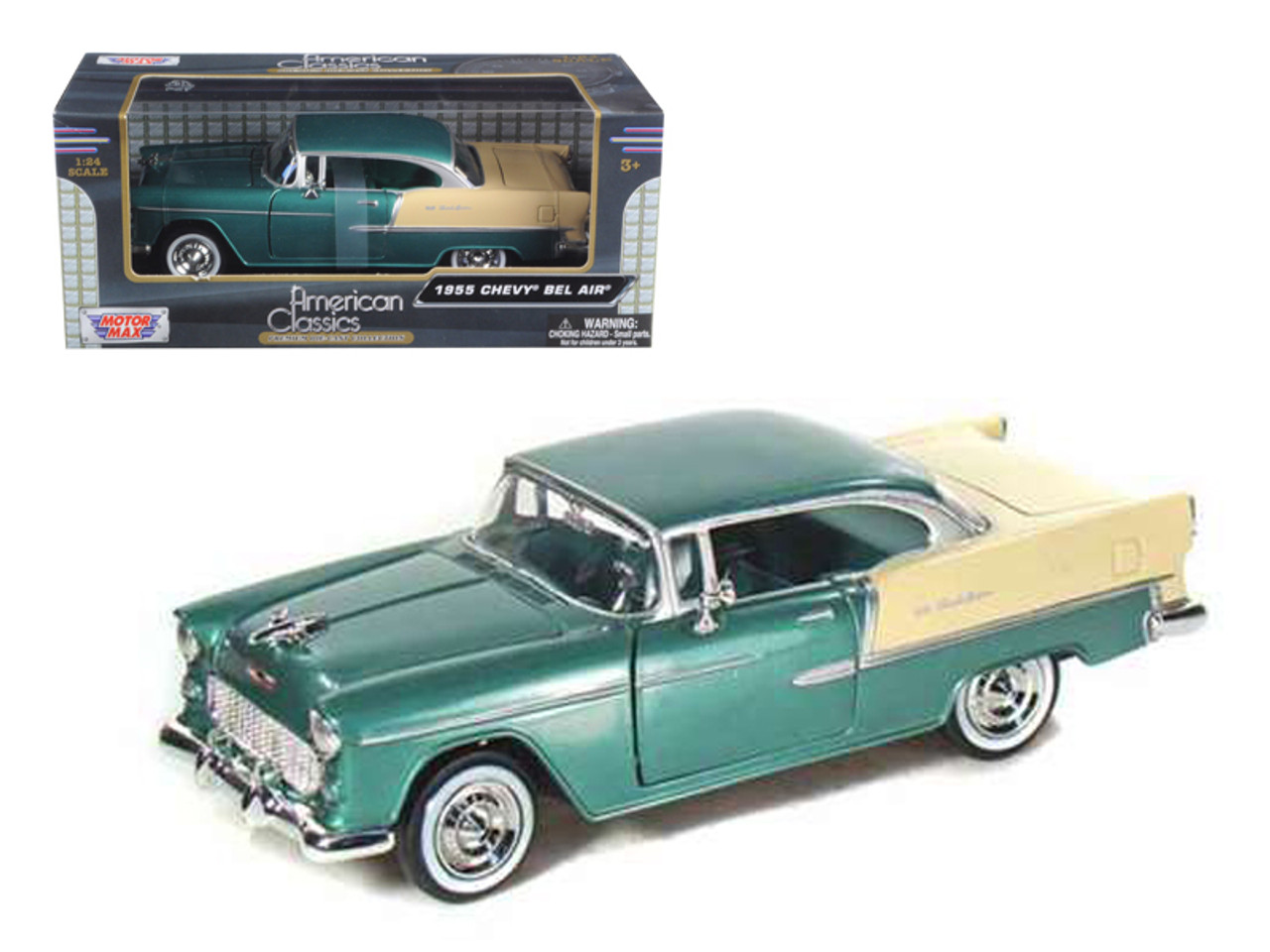 1/24 Motormax 1955 Chevrolet Bel Air Belair (Green) Diecast Car Model