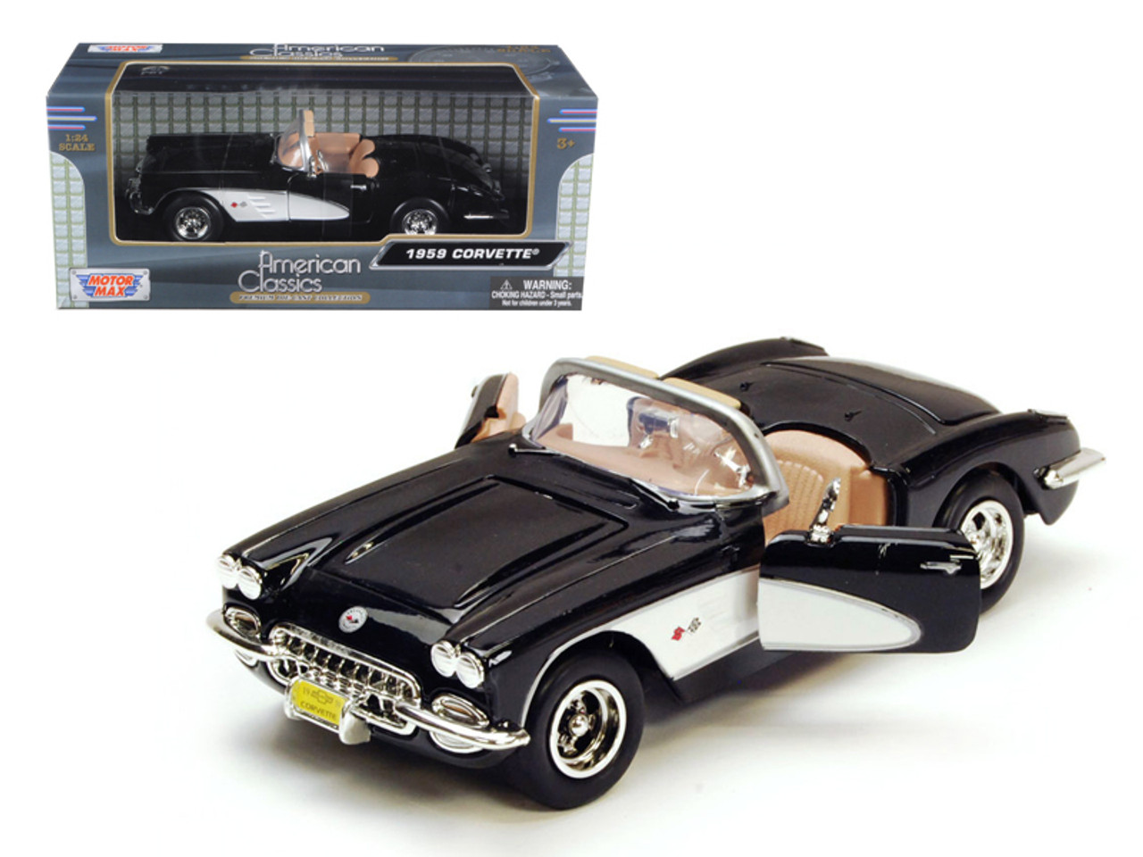 1959 Chevrolet Corvette Black 1/24 Diecast Model Car by Motormax