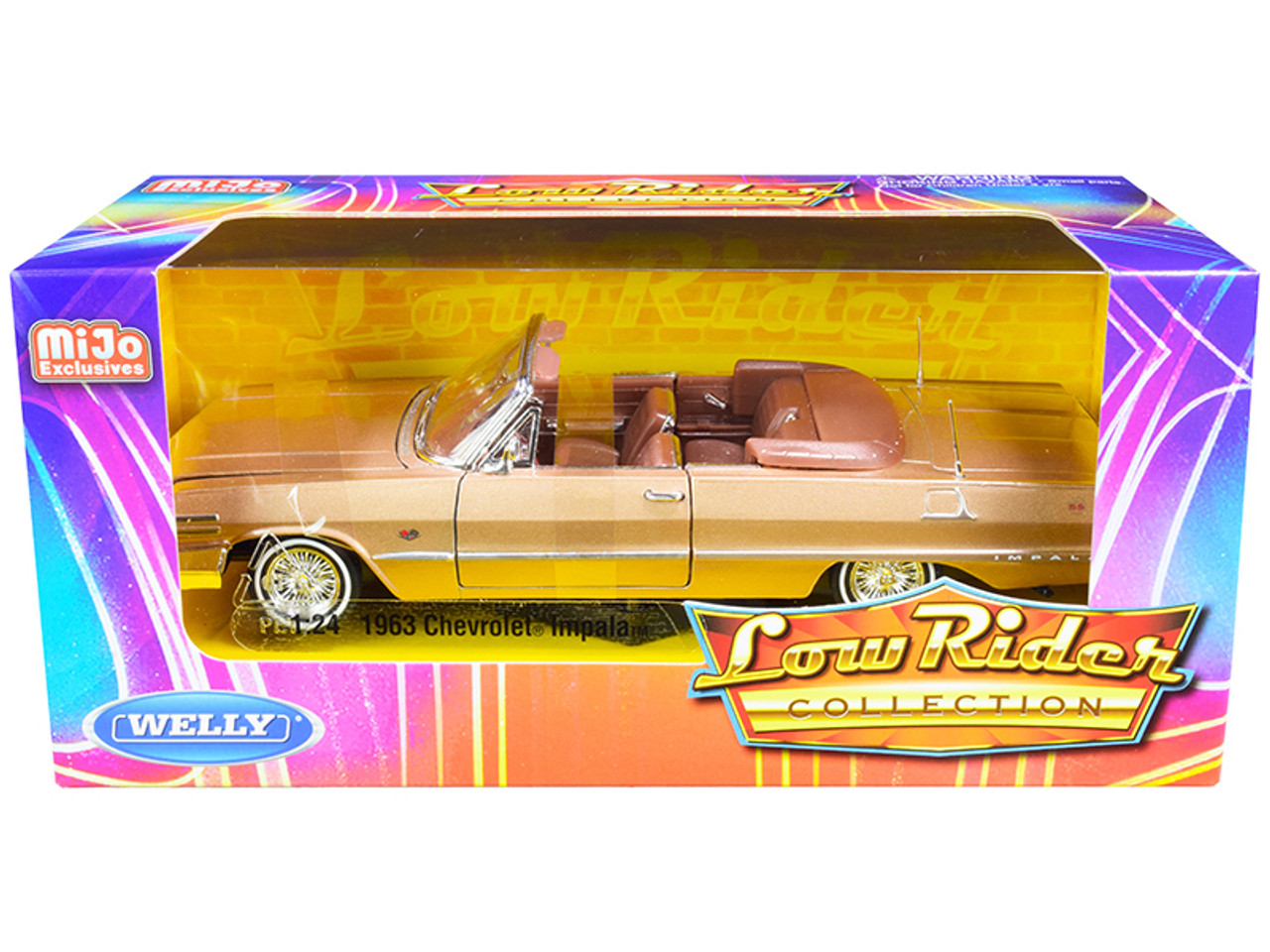 1963 Chevrolet Impala Convertible Gold "Low Rider Collection" 1/24 Diecast Model Car by Welly
