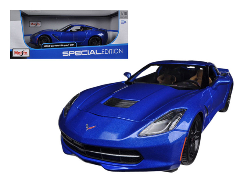 2014 Chevrolet Corvette Stingray C7 Z51 Blue 1/18 Diecast Model