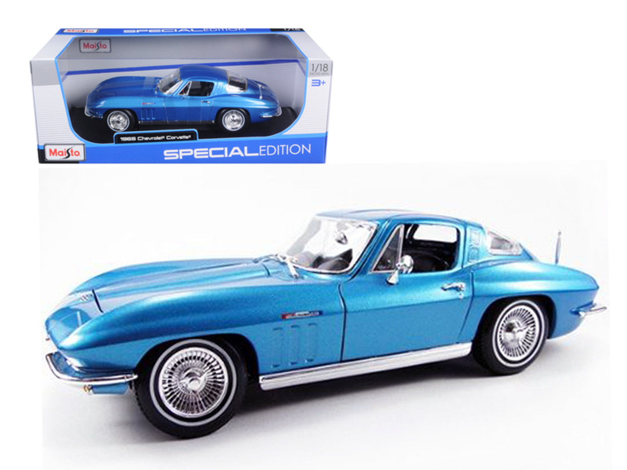 1965 Chevrolet Corvette Blue 1/18 Diecast Model Car by Maisto