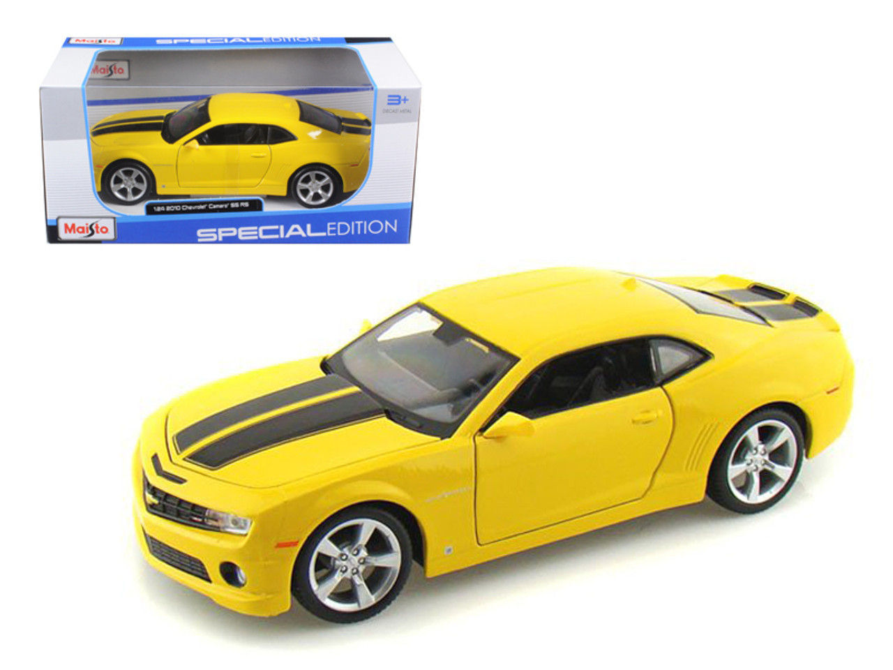 2010 Chevrolet Camaro RS SS Yellow with Black Stripes 1/24 Diecast