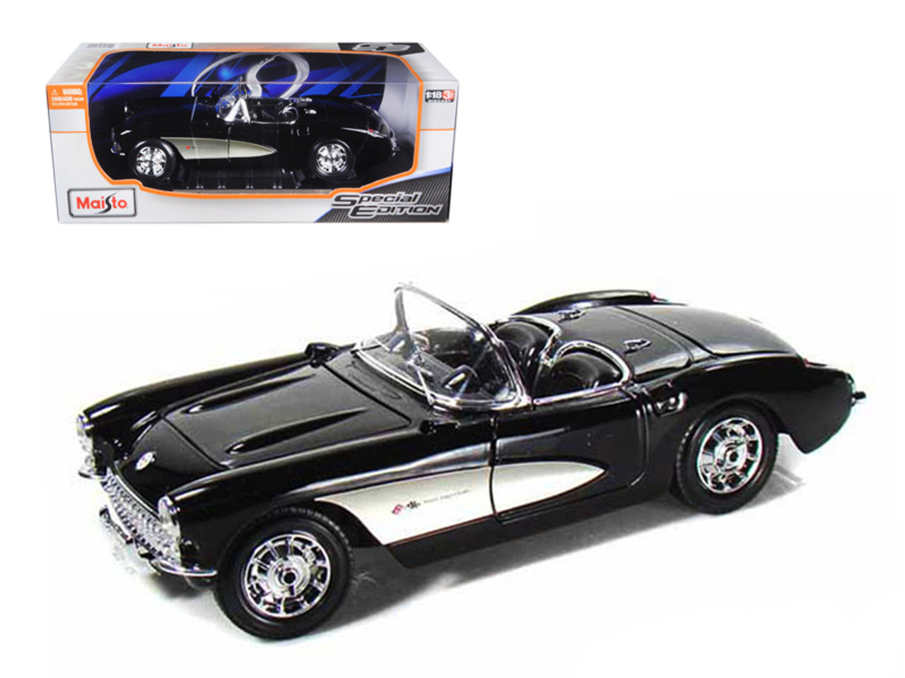 1957 Chevrolet Corvette Black 1/18 Diecast Model Car by Maisto