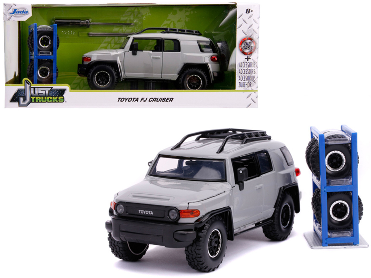 Toyota FJ Cruiser with Roof Rack Gray with Extra Wheels "Just Trucks" Series 1/24 Diecast Model Car by Jada