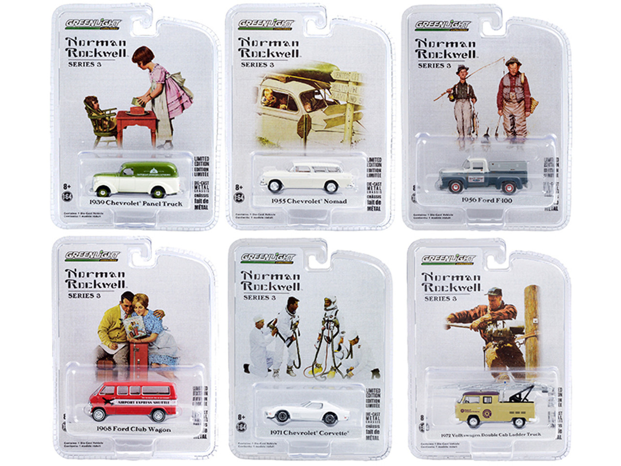 "Norman Rockwell" Set of 6 pieces Series 3 1/64 Diecast Model Cars by Greenlight