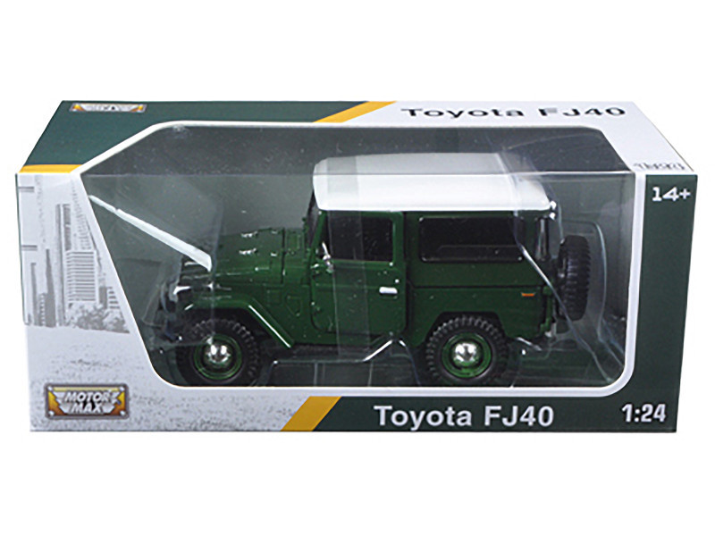 1/24 Motormax Toyota FJ40 Dark Green with White Top Diecast Car Model