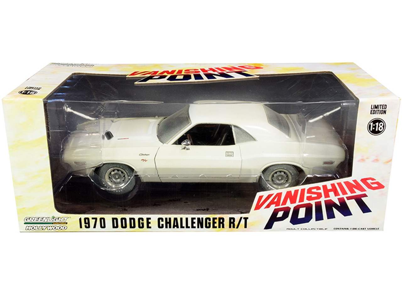 1/18 Greenlight 1970 Dodge Challenger R/T White (Weathered Version) "Vanishing Point" (1971) Movie Diecast Car Model