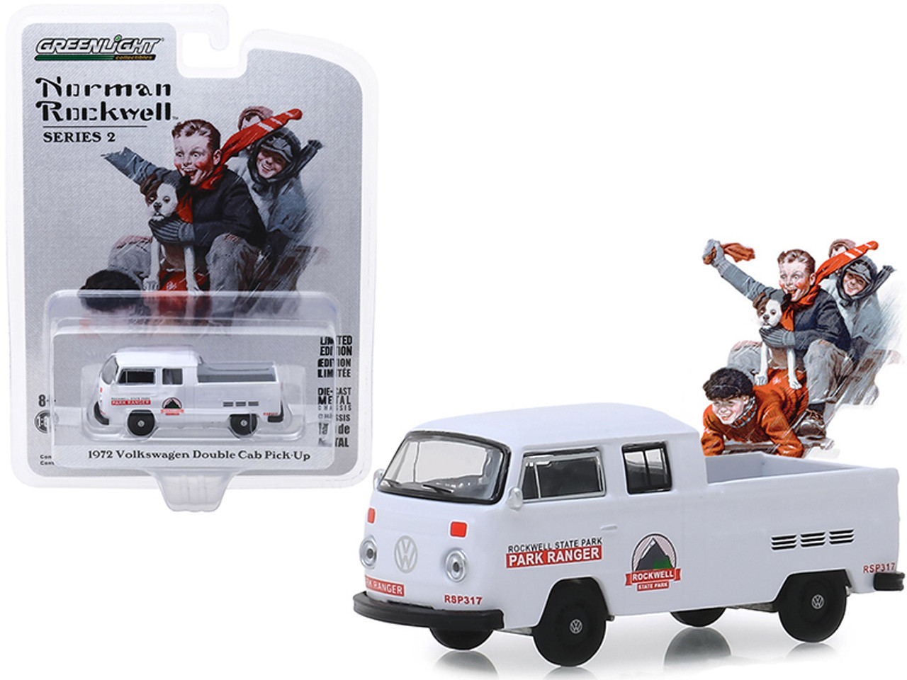 1972 Volkswagen Double Cab Pickup Truck White "Rockwell State Park" "Norman Rockwell" Series 2 1/64 Diecast Model Car by Greenlight