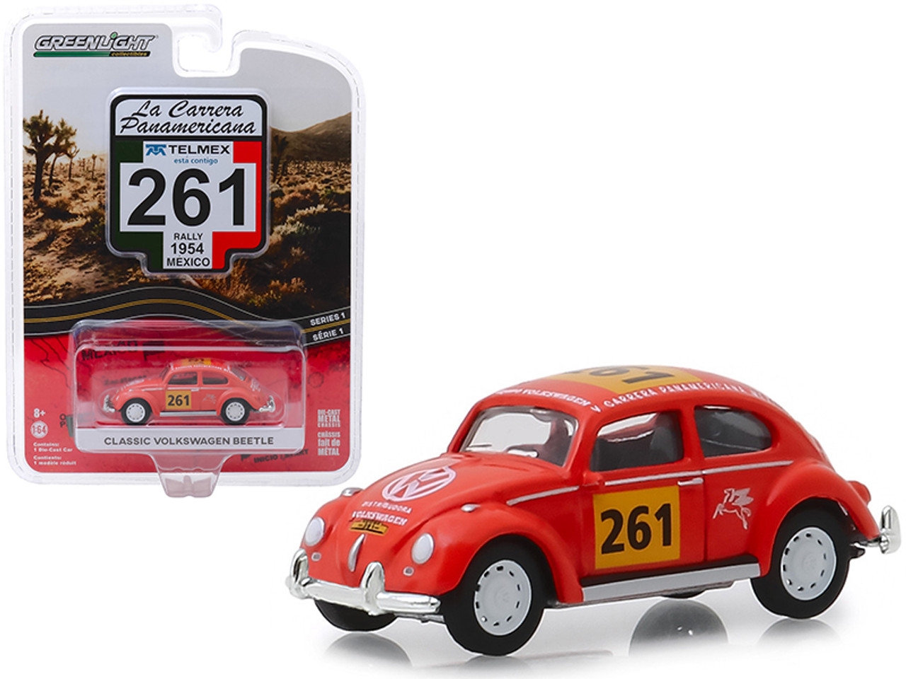 Classic Volkswagen Beetle #261 (Rally Mexico 1954) "La Carrera Panamericana" Series 1 1/64 Diecast Model Car by Greenlight