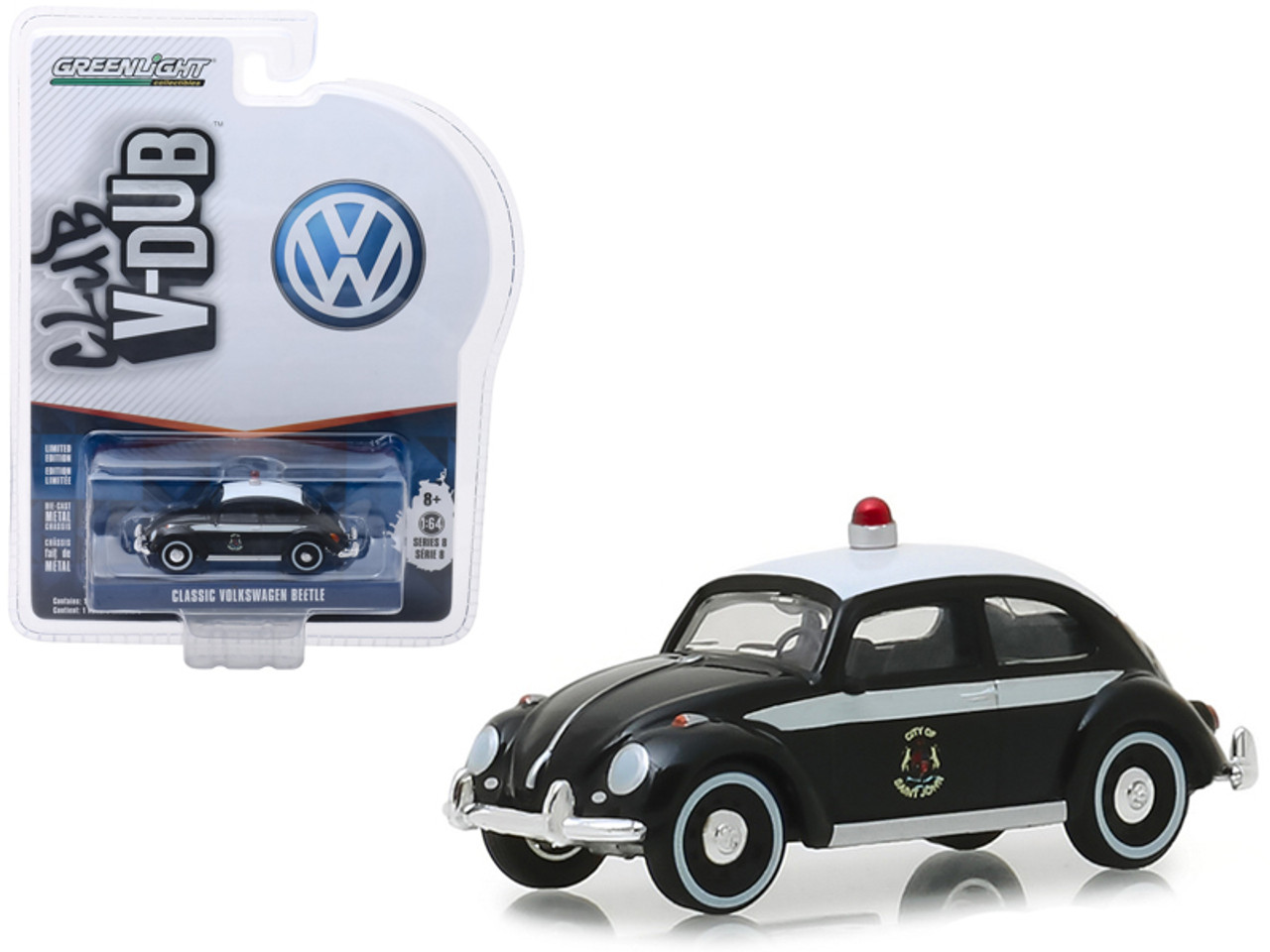 Classic Volkswagen Beetle (Saint John, New Brunswick) Canada Police Black and White "Vee Dub" Series 8 1/64 Diecast Model Car by Greenlight