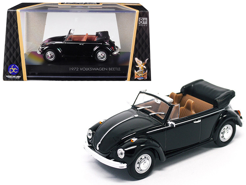 1972 Volkswagen Beetle Open Top Convertible Black 1/43 Diecast