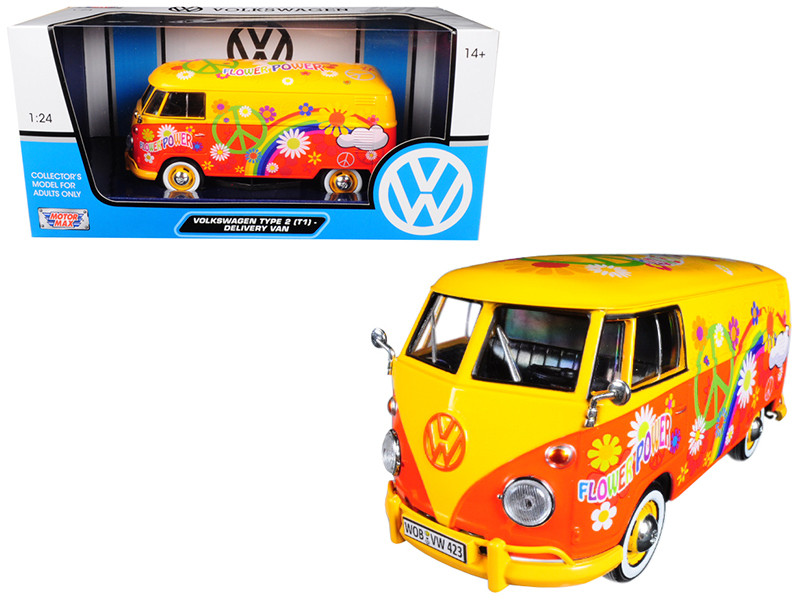Volkswagen Type 2 (T1) Delivery Van Flower Power 1/24 Diecast Car