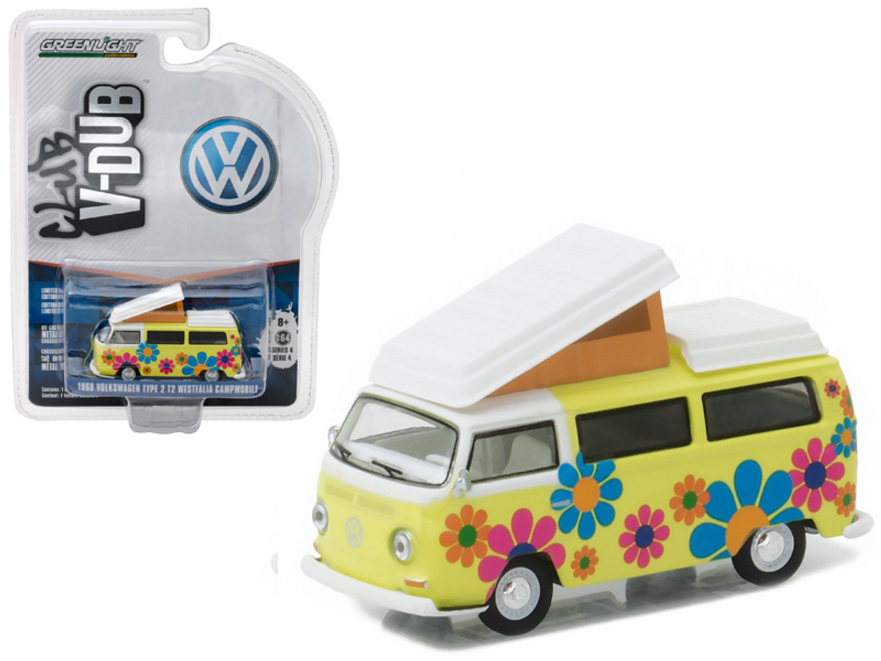 1968 Volkswagen Type 2 T2 Westfalia Campmobile Hippie Dippy Weather Van  1/64 Diecast Model by Greenlight