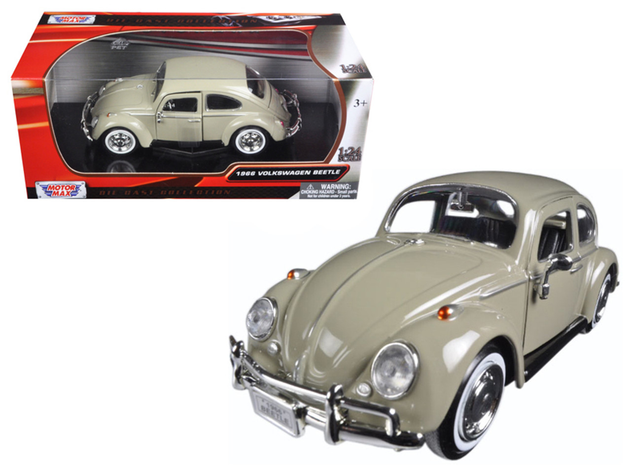 1966 Volkswagen Beetle Beige 1/24 Diecast Model Car by Motormax