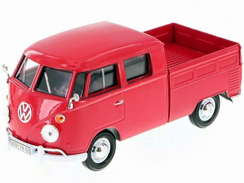 Volkswagen Type 2 (T1) Double Cab Pickup Truck Wax Red 1/24 Diecast Model Car by Motormax