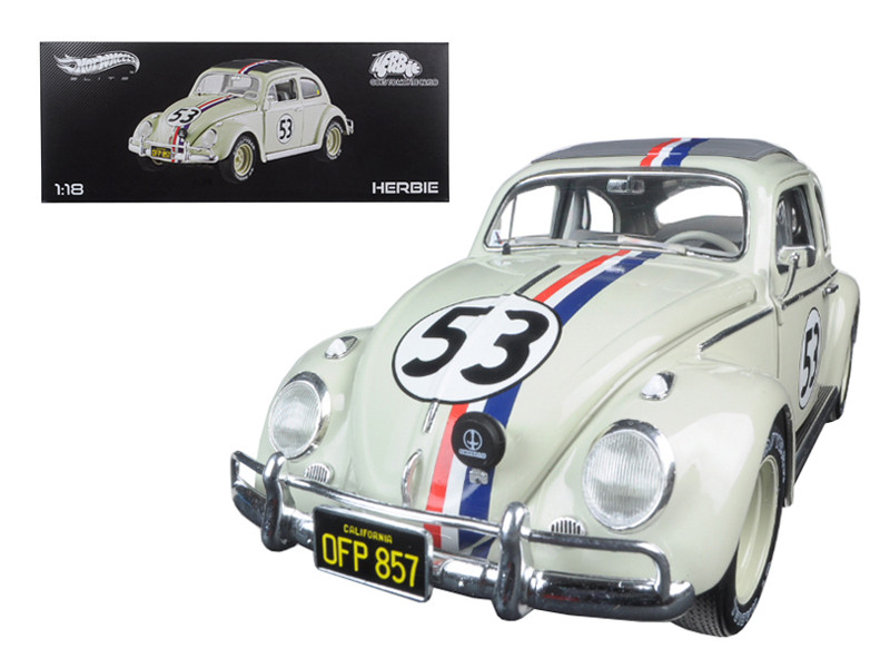 herbie 1/18 Hotwheels Elite 1963 Volkswagen Beetle Herbie Goes to Monte