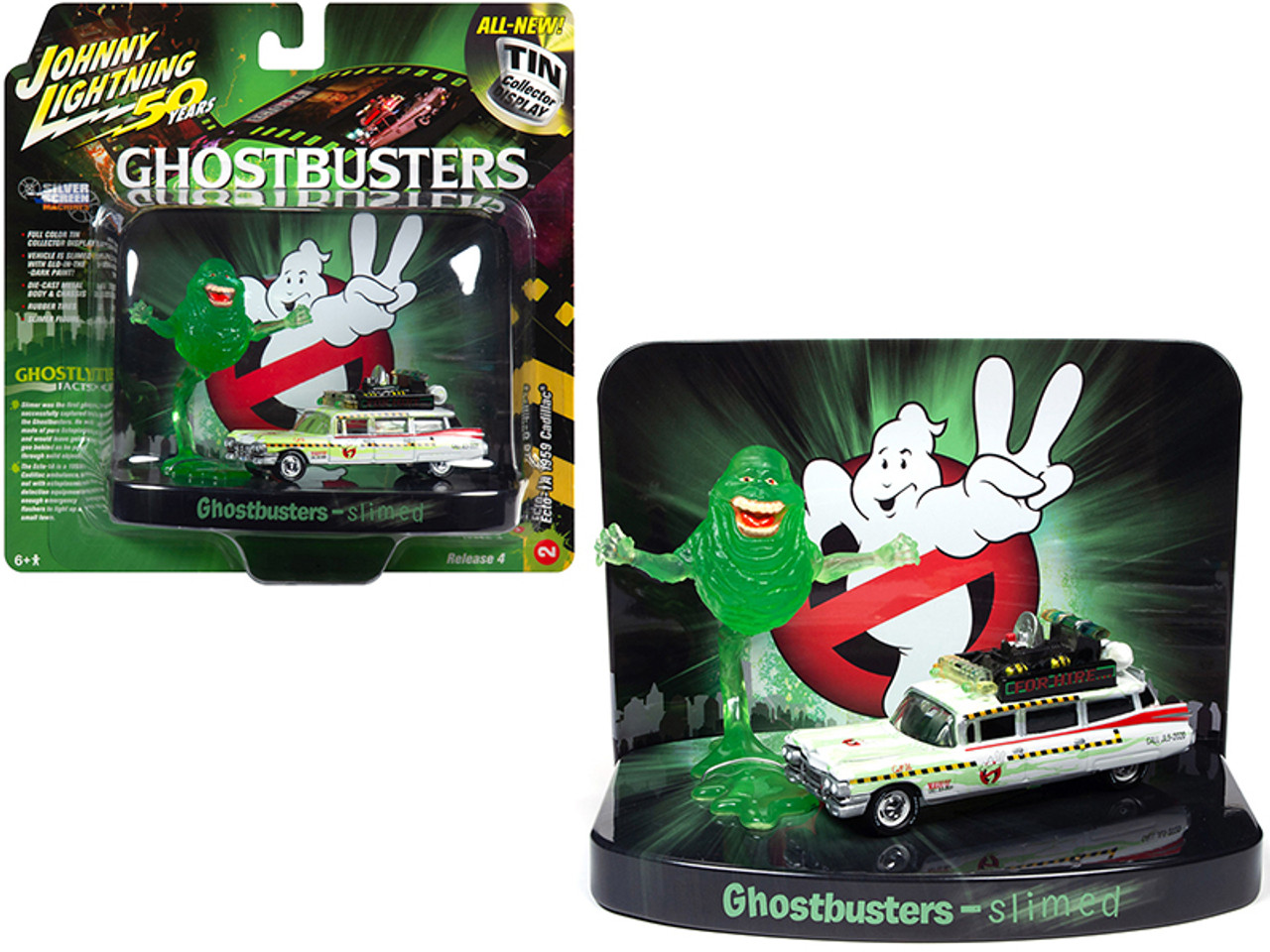 1959 Cadillac Ecto-1A Ambulance (Slimed) with Slimer Figurine