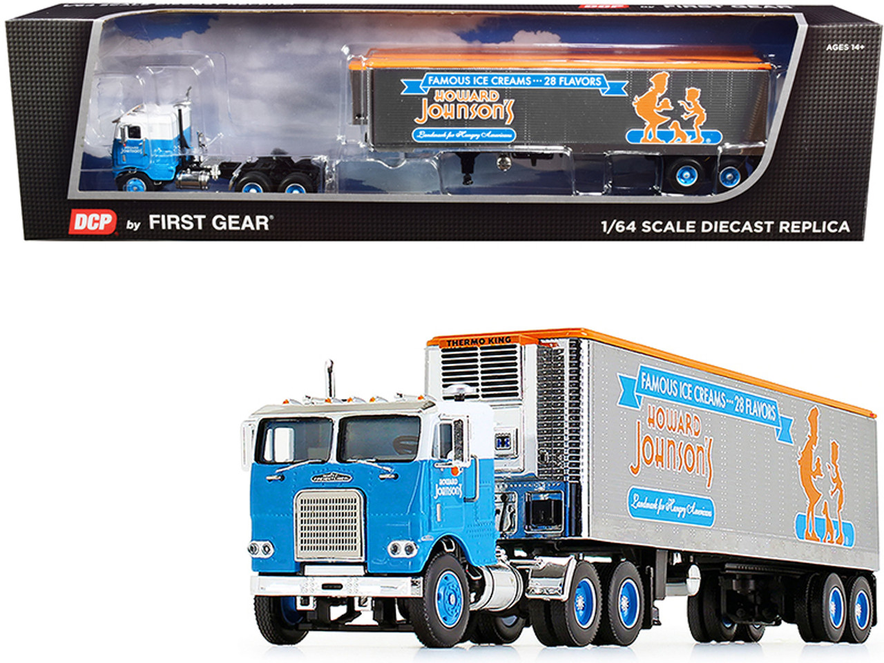 White Freightliner COE with 40' Vintage Reefer Refrigerated Trailer "Howard Johnson's" 34th in a "Fallen Flag Series" 1/64 Diecast Model by DCP/First Gear