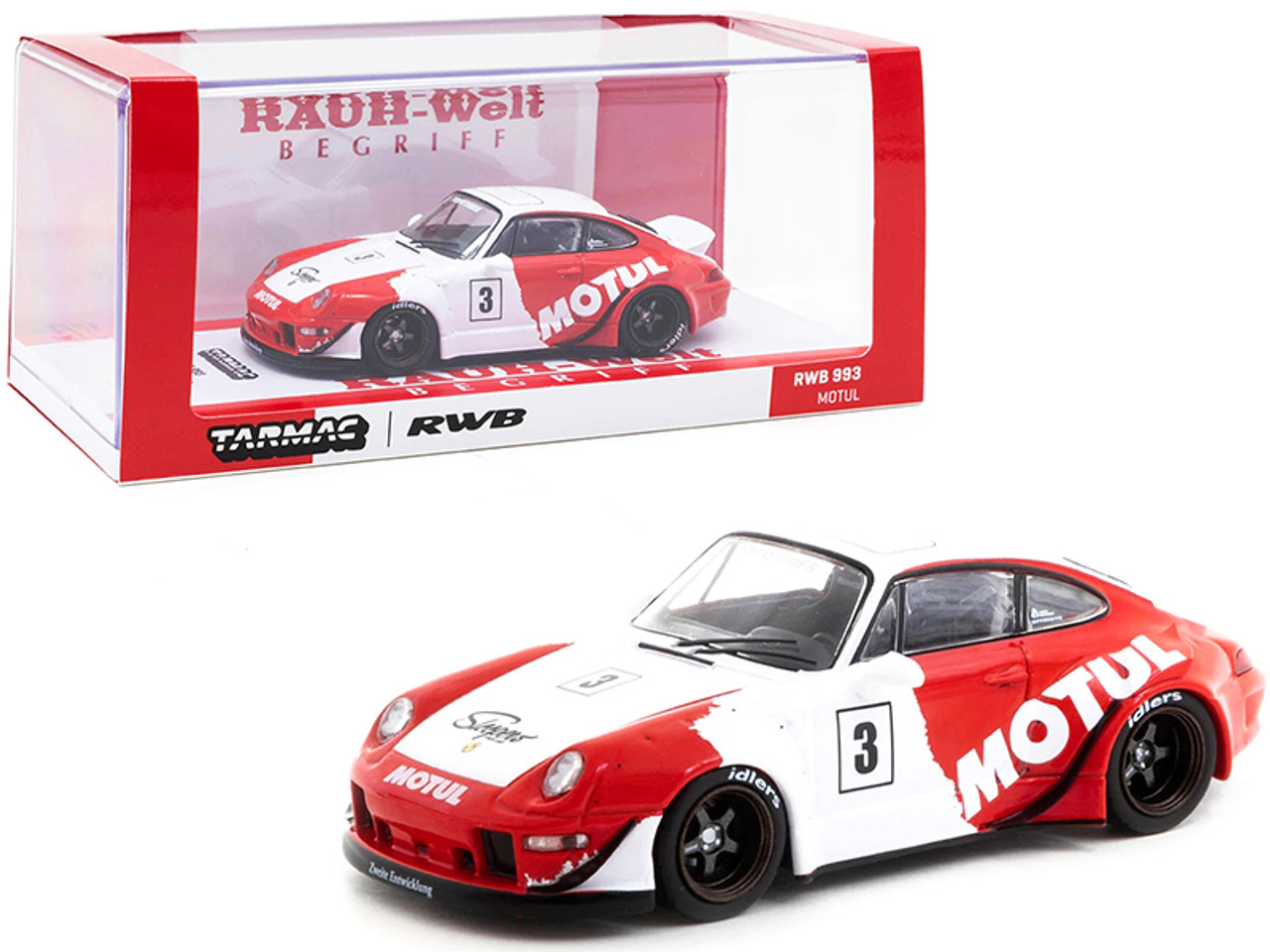 Porsche RWB 993 #3 "Motul" Red and White "RAUH-Welt BEGRIFF" 1/43 Diecast Model Car by Tarmac Works