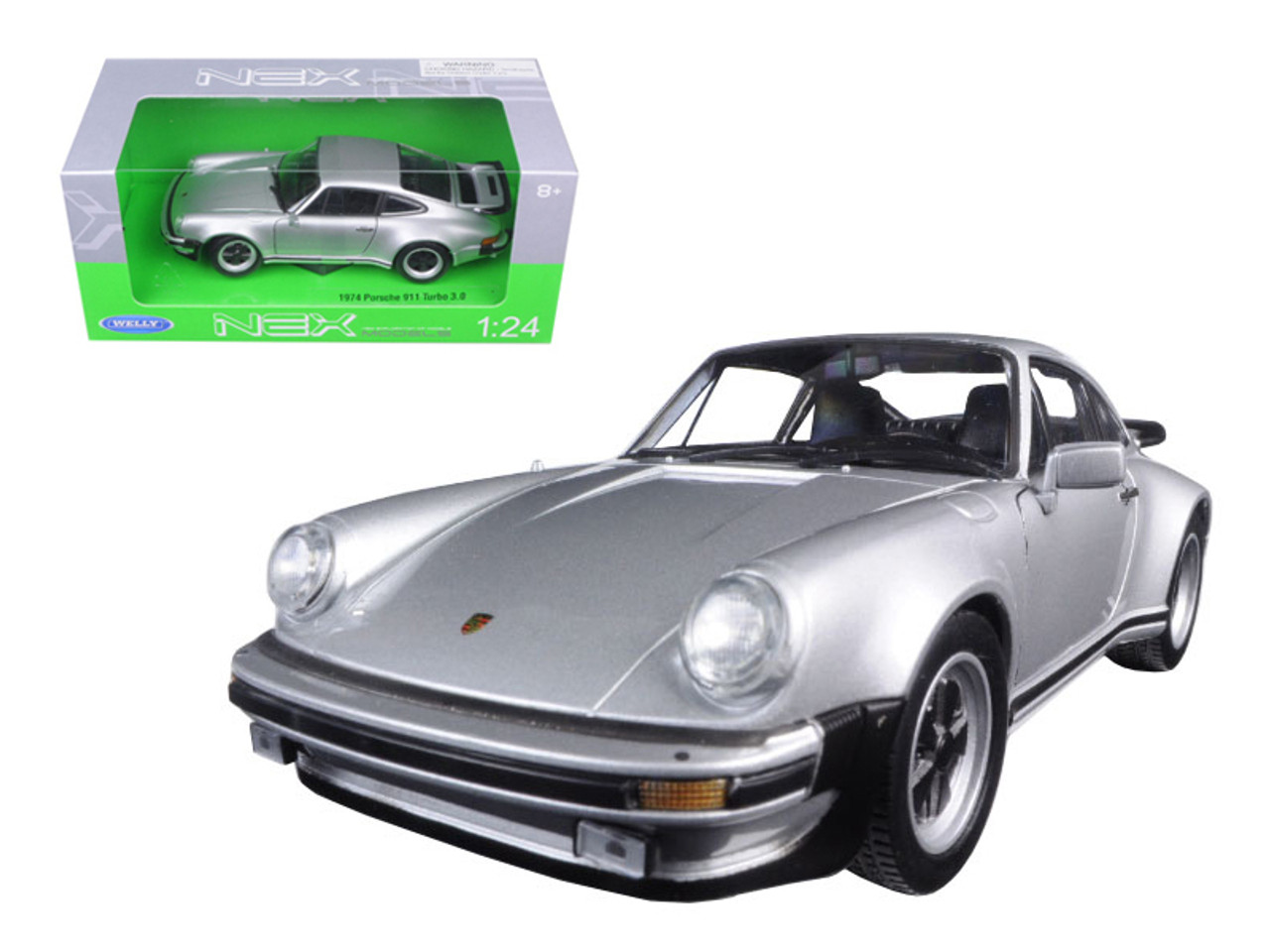 1974 Porsche 911 Turbo 3.0 Silver 1 24 Diecast Model Car by Welly