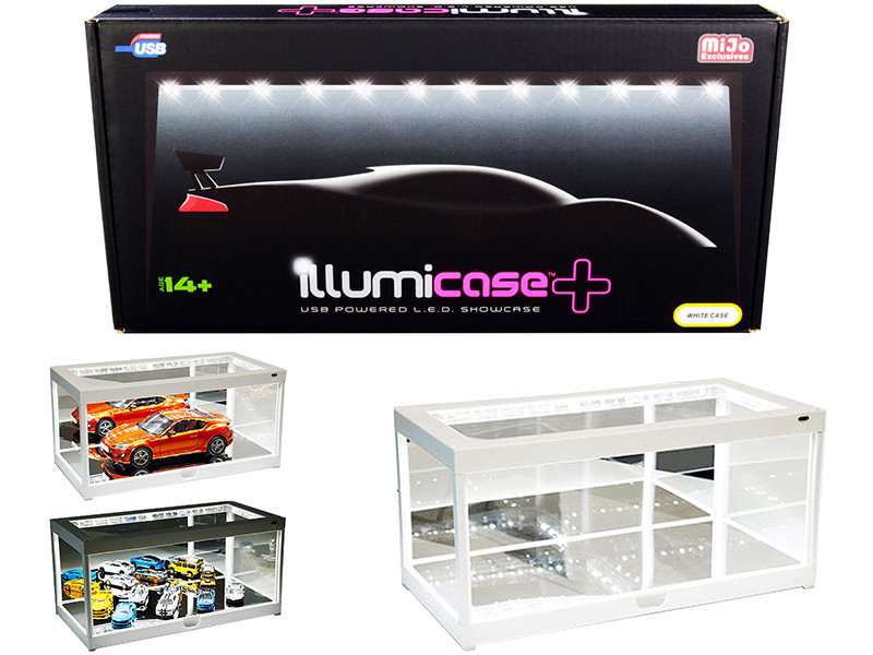 1/18 Scale Car Model Showcase with USD Powered Led Lighting and Mirror (car model not included)