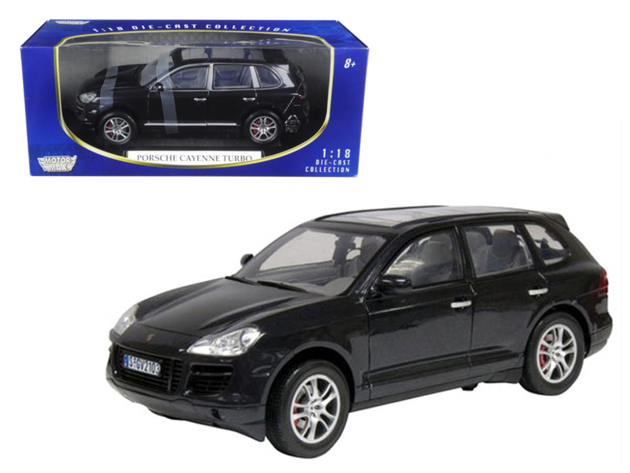 1/18 Motormax 2008 Porsche Cayenne Turbo (Metallic Black) Diecast Car Model