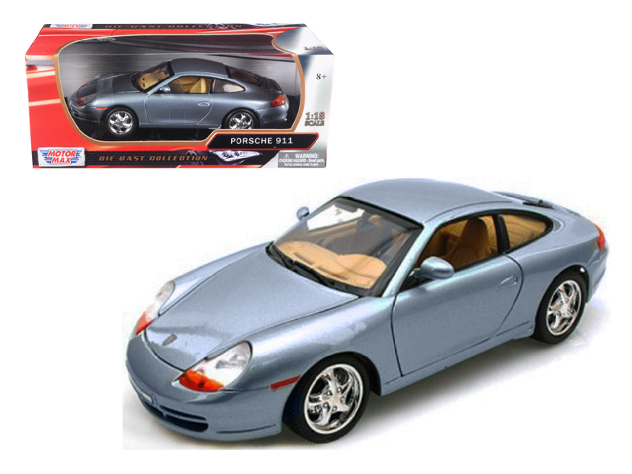 Porsche 911 Carrera Grey 1/18 Diecast Model Car by Motormax