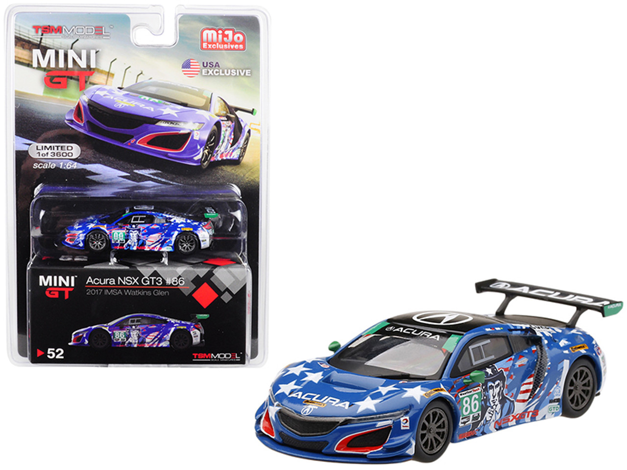 Acura NSX GT3 #86 "Uncle Sam" 2017 IMSA Watkins Glen Limited Edition to 3600 pieces Worldwide 1/64 Diecast Model Car by True Scale Miniatures