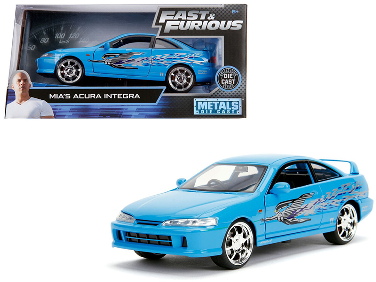 1/24 Mia's Acura Integra RHD (Right Hand Drive) Blue "The Fast and the Furious" Movie Diecast Model Car