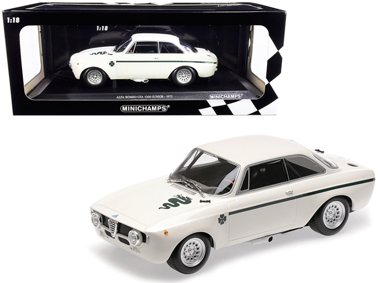 1971 Alfa Romeo GTA 1300 Junior White Limited Edition to 330 pieces  Worldwide 1/18 Diecast Model Car by Minichamps