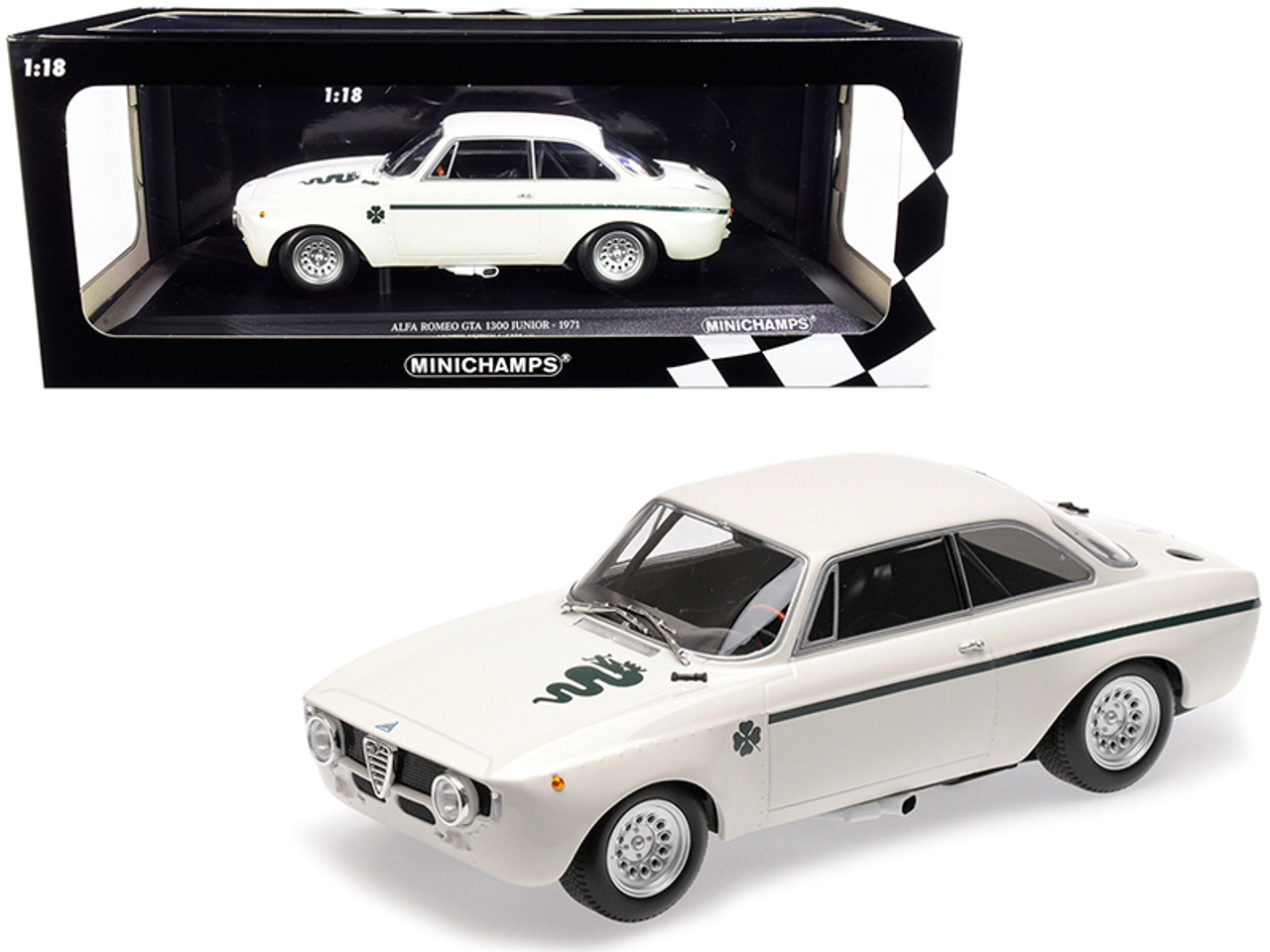 1971 Alfa Romeo GTA 1300 Junior White Limited Edition to 330 pieces Worldwide 1/18 Diecast Model Car by Minichamps