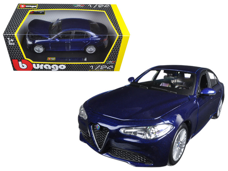 2016 Alfa Romeo Giulia Dark Blue Metallic 1/24 Diecast Model Car