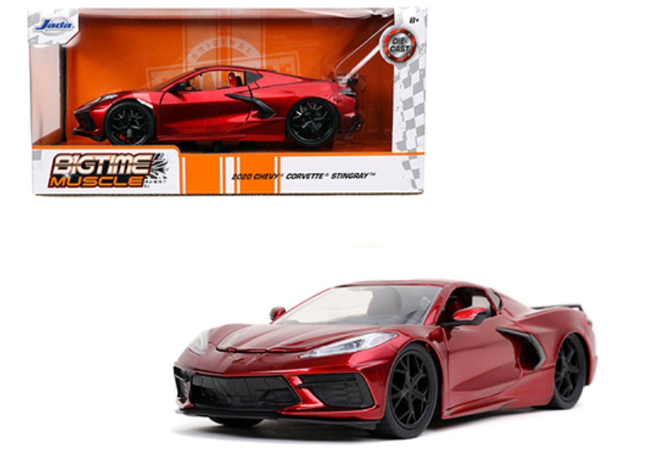 1/24 Big Time muscle 2020 Chevy Corvette C8 Stingray Candy Red Diecast Car Model