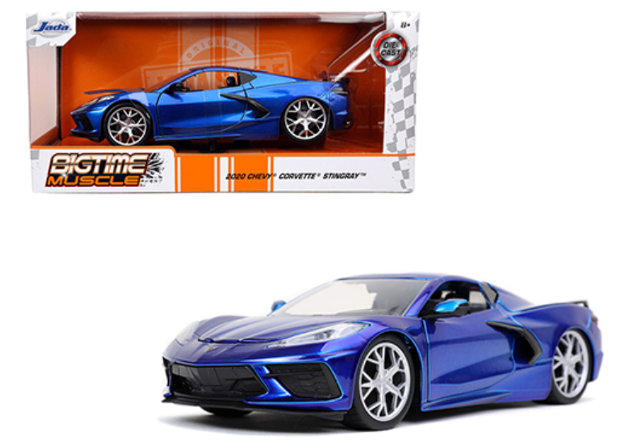 1/24 Big Time muscle 2020 Chevy Corvette C8 Stingray Blue Diecast Car Model