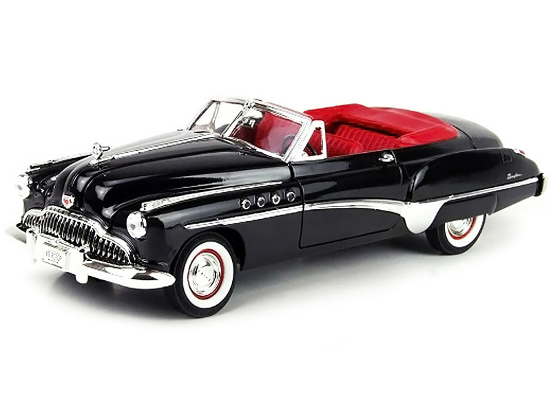 1949 Buick Roadmaster Black with Red Interior 1/18 Diecast Model Car by Motormax